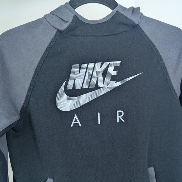 Vintage 90s Nike Air Boys Hoodie Size Medium Gray Black Red Tag Kangaroo Pocket - Picture 5 of 8